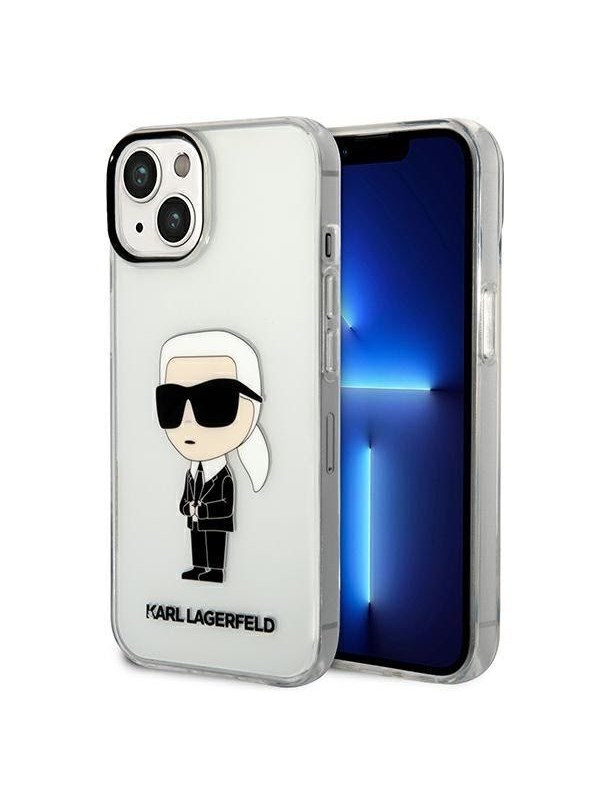 Hülle für Apple iPhone 14 Plus, Karl Lagerfeld, Ikonik Karl, Transparent