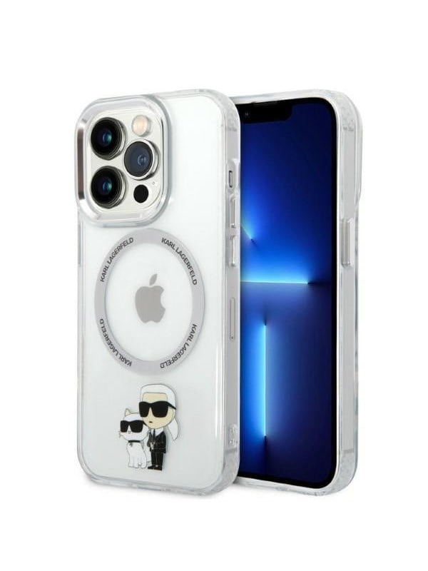 MagSafe Hülle für Apple iPhone 14 Pro, Karl Lagerfeld, Ikonik Karl & Choupette, Transparent