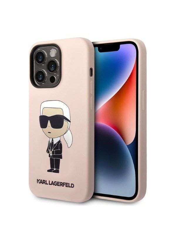 Image of Karl Lagerfeld Silicone Ikonik MagSafe case for iPhone 14 Pro - pink