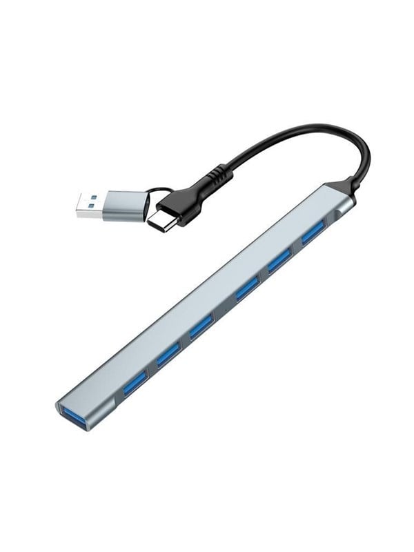 Gembird 7-port USB hub (1x USB 3.2 + 6x USB 2.0) USB-A + USB-C USB-Hubs - USB 3.2 - 7 - silber