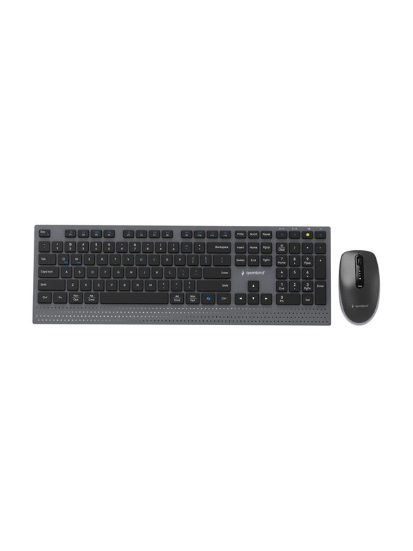 Gembird Slim wireless dual-mode desktop set - Tastatur  Maus Set - Full-Size - Englisch US - Schwarz