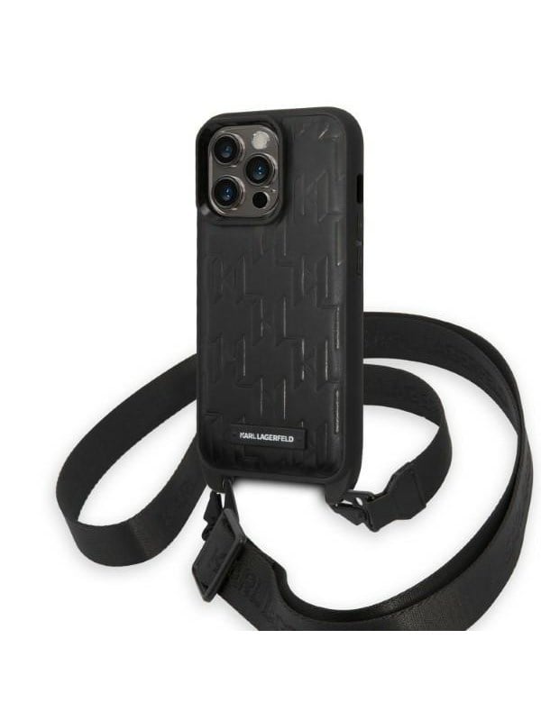 Karl Lagerfeld KLHCP14LSTMMK iPhone 14 Pro 6.1" hardcase black/black Monogram Plaque Logo Strap