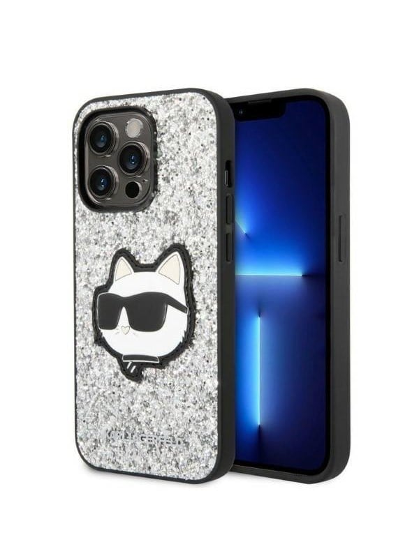 Karl Lagerfeld KLHCP14XG2CPS iPhone 14 Pro Max 6.7" silver/silver hardcase Glitter Choupette Patch