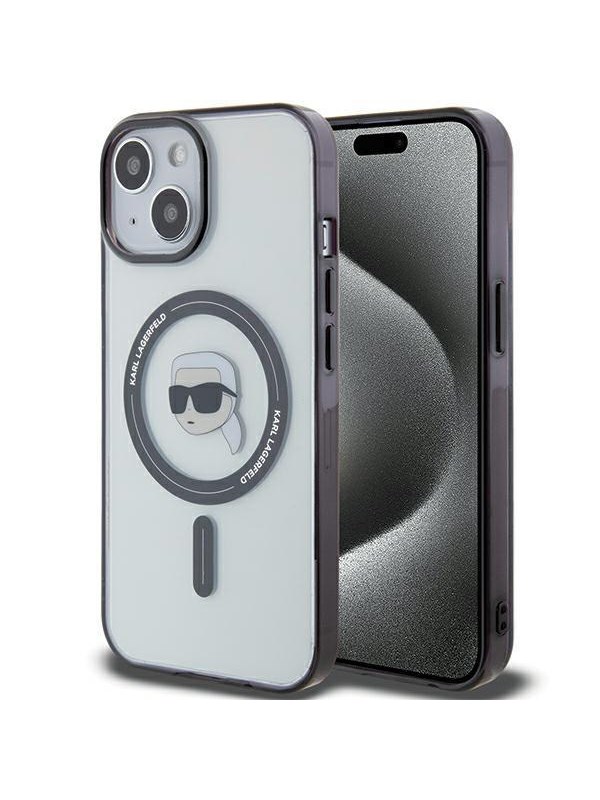 Karl Lagerfeld KLHMP15SHKHNOTK iPhone 15 6.1" transparent hardcase IML Karl`s Head MagSafe