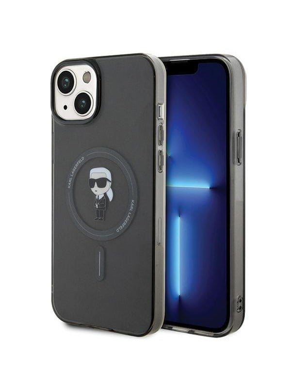 MagSafe Hülle für Apple iPhone 15 Plus, Karl Lagerfeld, IML Ikonik Karl, Schwarz