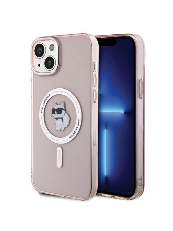 MagSafe Hülle für Apple iPhone 15 Plus / 14 Plus, Karl Lagerfeld, IML Choupette, Rosa