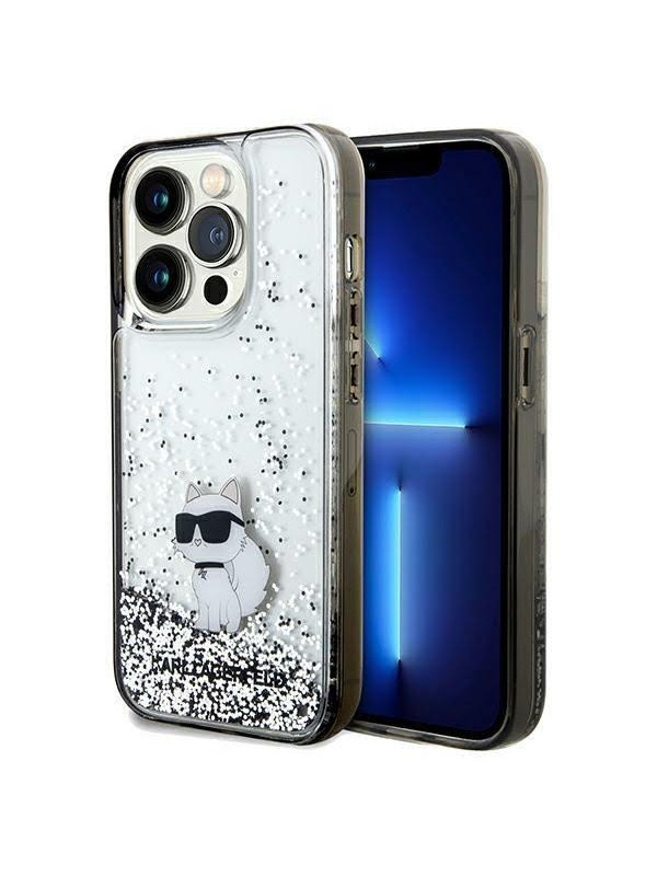Hülle für Apple iPhone 14 Pro, Karl Lagerfeld, Liquid Glitter Choupette, Transparent