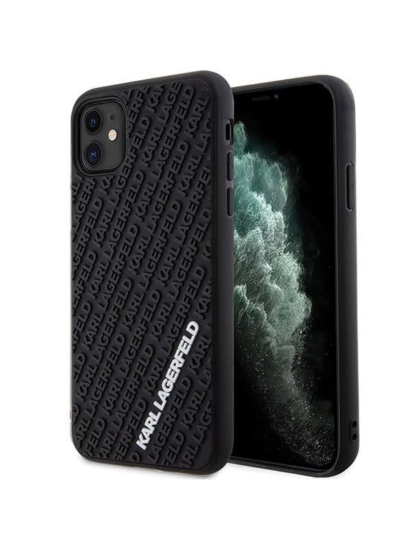 Karl Lagerfeld KLHCN613DMKRLK iPhone 11  Xr 61 blackblack hardcase 3D Rubber Multi Logo