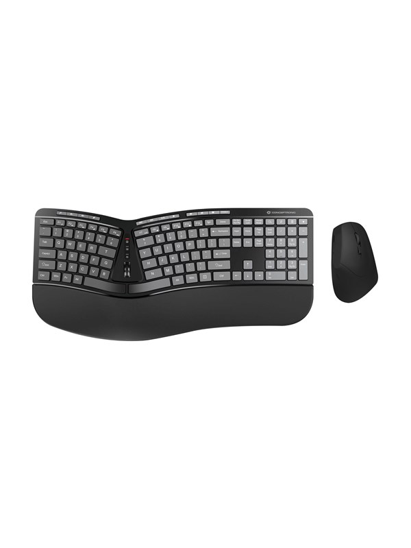 Conceptronic ERGO Kabelloses Set aus ergonomischer Tastatur und vertikaler Maus, englisch