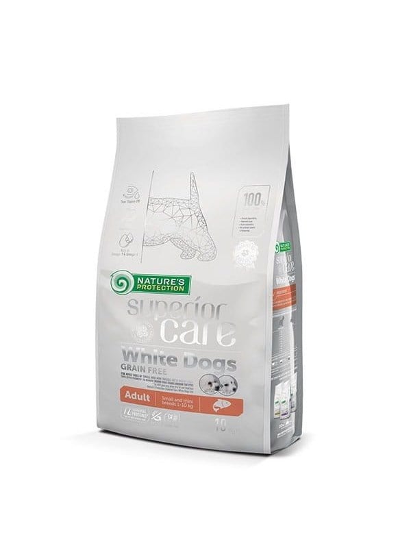 Nature's Protection Superior Care White Dogs Grain Free Junior Small Bia?oryba - dry food for puppies - 10 kg
