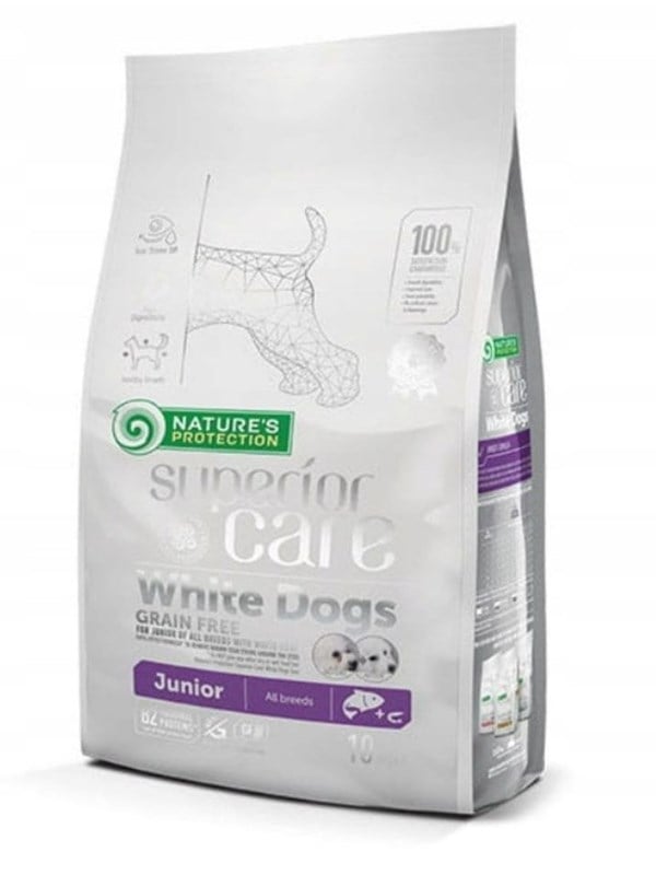 Natures Protection Superior Care White Dogs Grain Free Junior Lachs - Trockenfutter fr Welpen - 10 kg