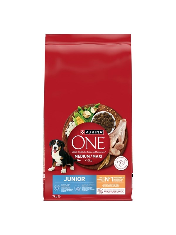 PURINA NESTLE One Junior MediumMaxi Reich an Huhn mit Reis - Trockenfutter fr Hunde - 7kg