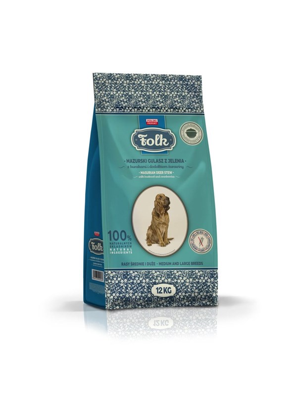 Folk Mittelgroe und groe Rassen Traditioneller masurischer Wildragout-Eintopf mit Roter Bete und Cranberries - Trockenfutter fr Hunde - 12kg