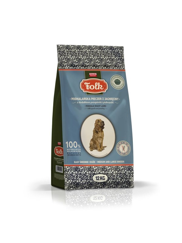 Folk Mittelgroe und groe Rassen Podhale-Lammbraten mit Wachtel und Petersilie - Trockenfutter fr Hunde - 12kg