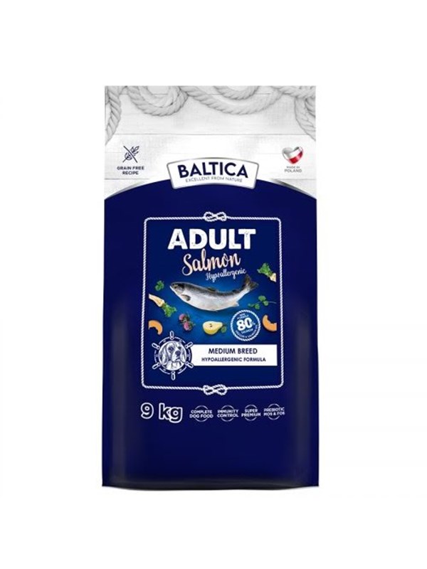 BALTICA Excellent Hypoallergenic Adult mittelgroe Rassen Lachs - Trockenfutter fr Hunde - 9kg