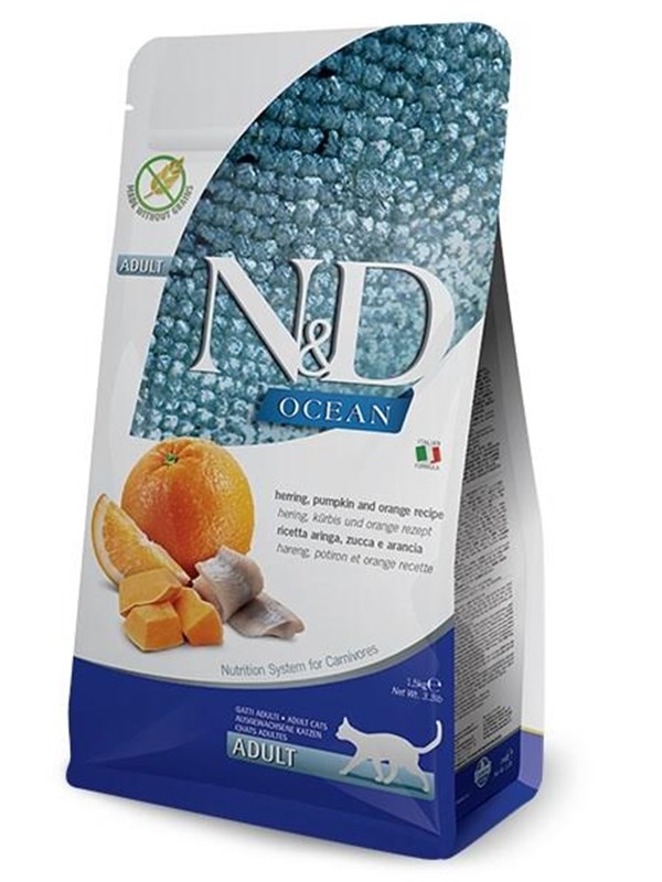 Farmina ND Ocean Herring PumpkinOrange Adult - Trockenfutter fr Katzen - 15 kg