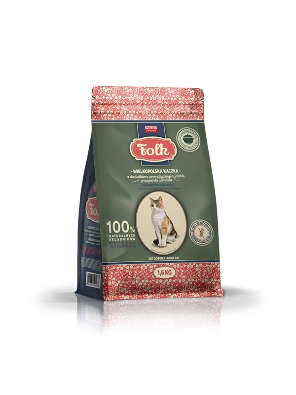 Folk Gropolnische Ente mit pfeln Wachtel und Hering - Trockenfutter fr Katzen - 16kg