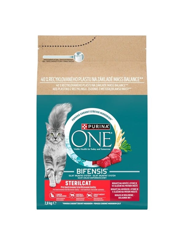 PURINA NESTLE One Bifensis Sterilcat reich an Rind - Trockenfutter fr Katzen - 28kg