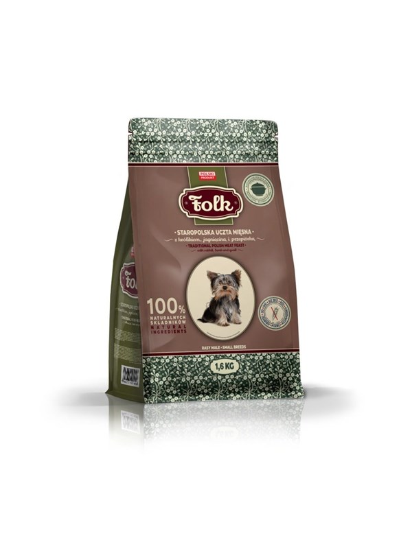 Folk Kleine Rassen Traditionelles polnisches Fleischfest mit Kaninchen Lamm und Wachtel - Trockenfutter fr Hunde - 16kg