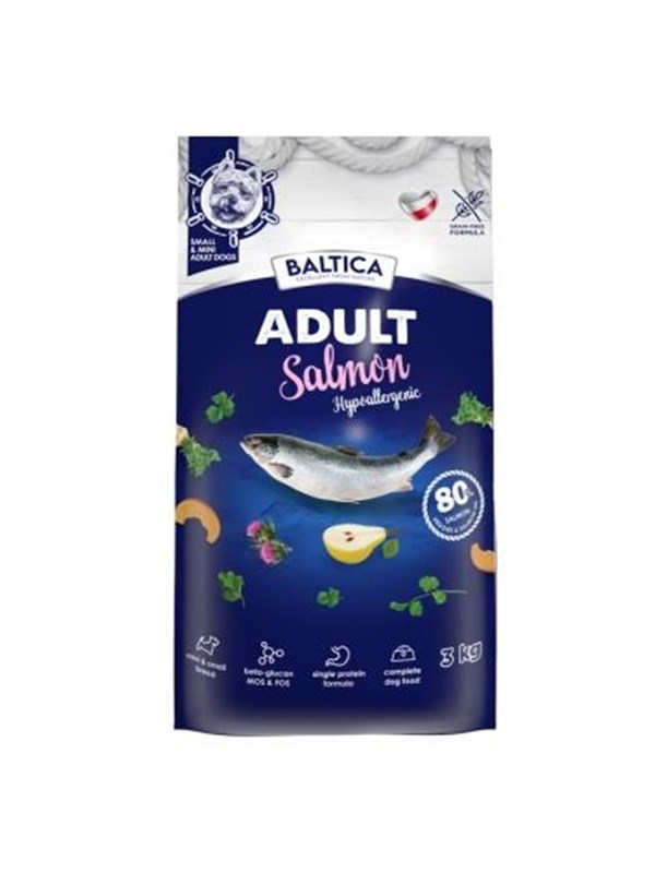 BALTICA Excellent Hypoallergenic Adult kleine Rassen Lachs - Trockenfutter fr Hunde - 3kg