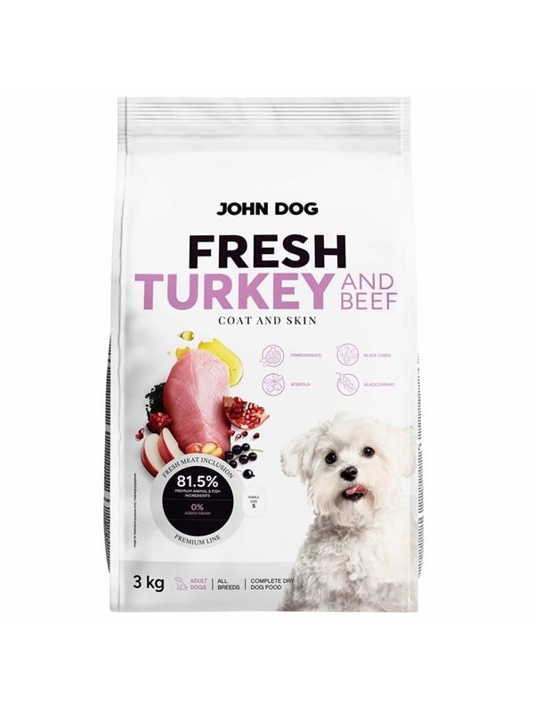John Dog Fresh Pute und Rindfleisch - Trockenfutter fr Hunde - 3kg