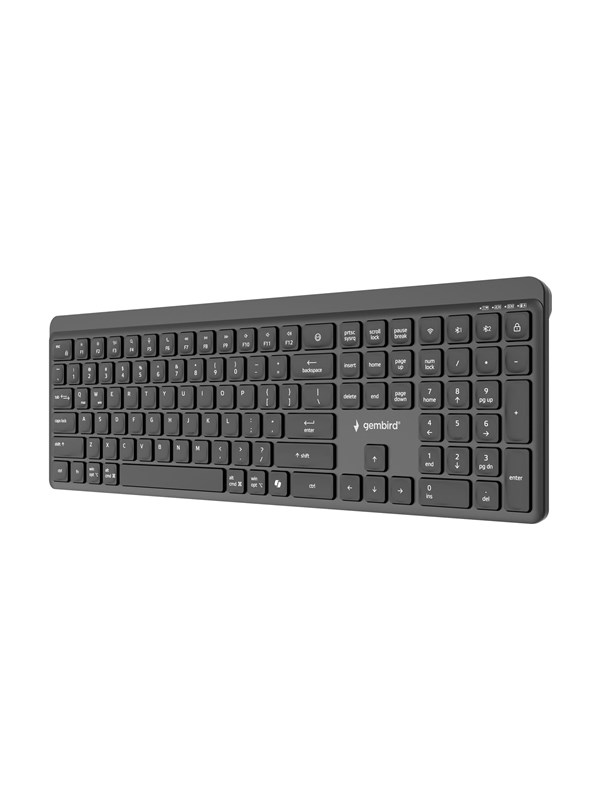 Gembird - keyboard - dual-mode pro-business slim full size - QWERTY - US - black Input Device - Tastatur - Englisch (US) - Schwarz