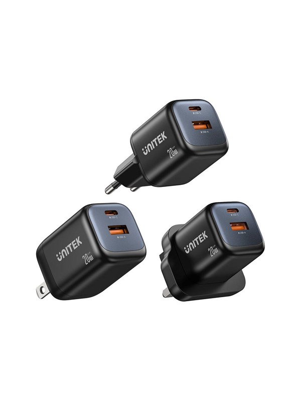 Ladegerät USB Unitek P1128ABK01-EU 20W GaN Power Delivery 3.0 2 Anschlüsse