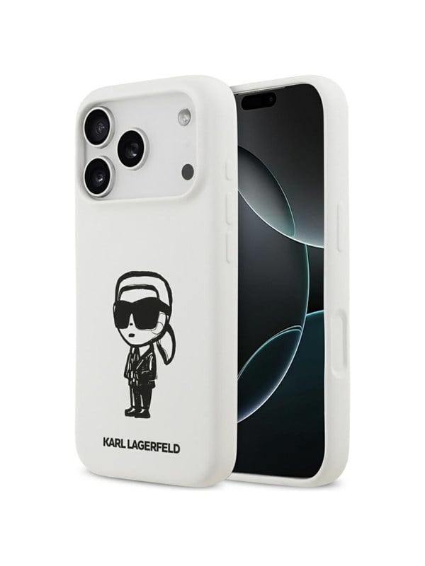 Karl Lagerfeld Silicone Karl Sketch & Logo MagSafe Case for iPhone 17 Pro - White