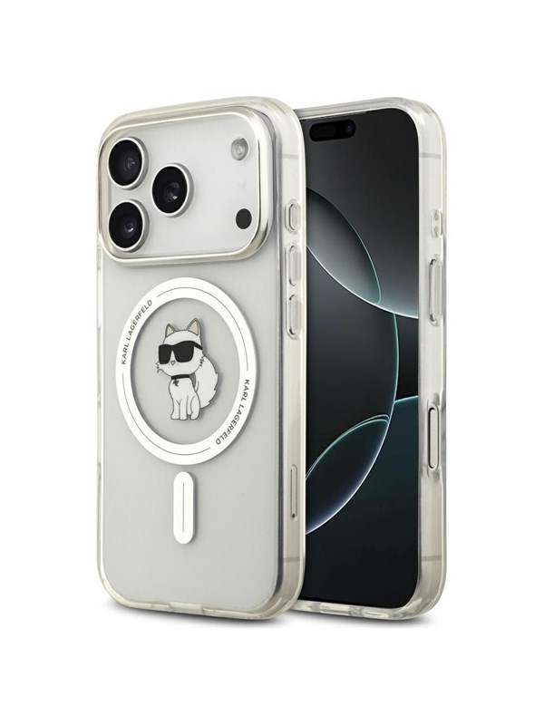MagSafe Hülle für Apple iPhone 17 Pro, Karl Lagerfeld, IML Logo Choupette, Transparent