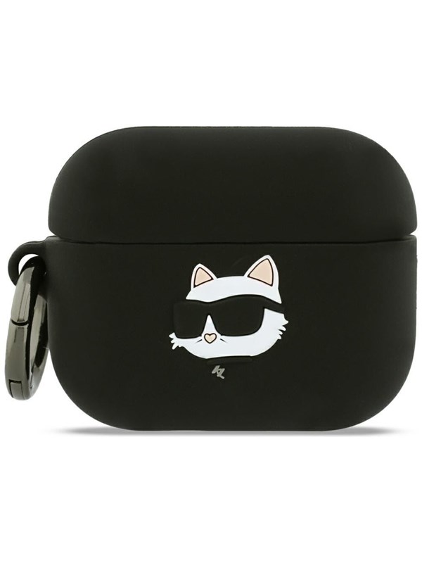 Karl Lagerfeld Silikonhülle Choupette's Head 3D für Apple AirPods Pro 3, Schwarz