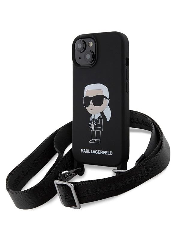 Karl Lagerfeld KLHCP15SSCBSKNK iPhone 15 6.1" hardcase black/black Crossbody Silicone Ikonik