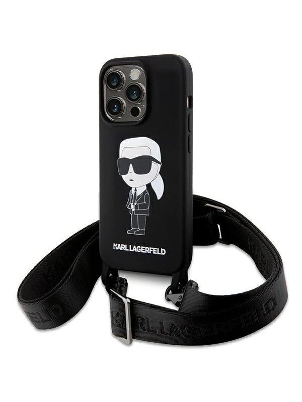 Karl Lagerfeld KLHCP15XSCBSKNK iPhone 15 Pro Max 6.7" hardcase black/black Crossbody Silicone Ikonik