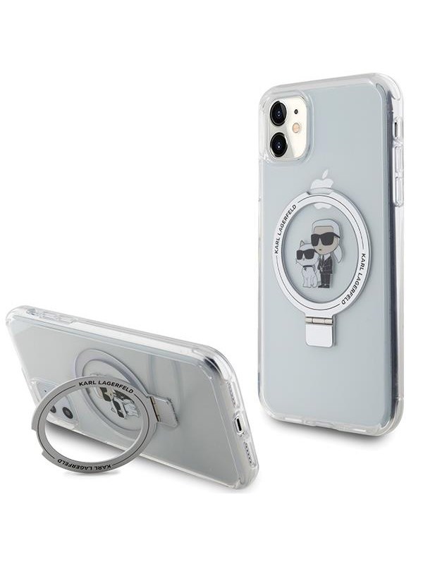 Karl Lagerfeld KLHMN61HMRSKCH iPhone 11  Xr 61 whitewhite hardcase Ring Stand KarlChoupette MagSafe