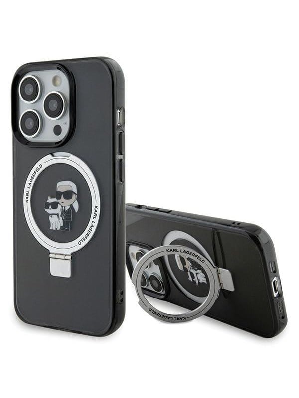 Karl Lagerfeld KLHMP15LHMRSKCK iPhone 15 Pro 6.1" black/black hardcase Ring Stand Karl&Choupette MagSafe