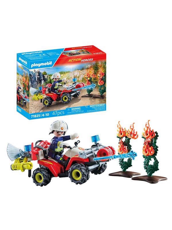 Quad-Rettungsspiel mit Feuerwehr und brennendem Strauch Playmobil