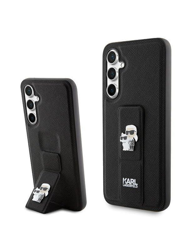 MagSafe-Hülle für Samsung Galaxy S23 FE S711, Karl Lagerfeld, Saffiano Gripstand Karl & Choupette, Schwarz