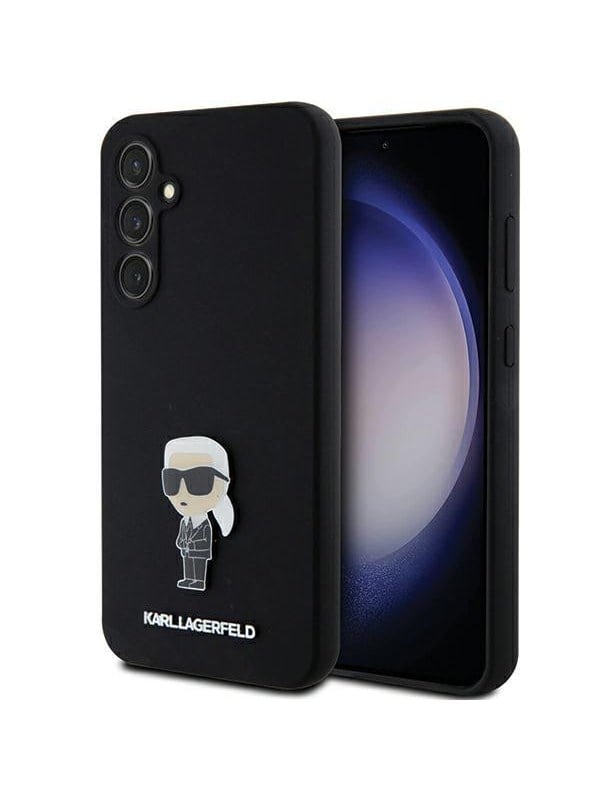 Hülle für Samsung Galaxy S23 FE S711, Karl Lagerfeld, Silicone Ikonik Karl Metal, Schwarz