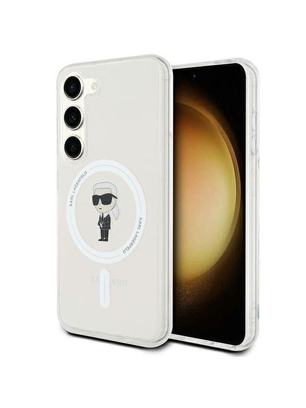 MagSafe Hülle für Samsung Galaxy S23 S911, Karl Lagerfeld, IML Ikonik Karl, Transparent