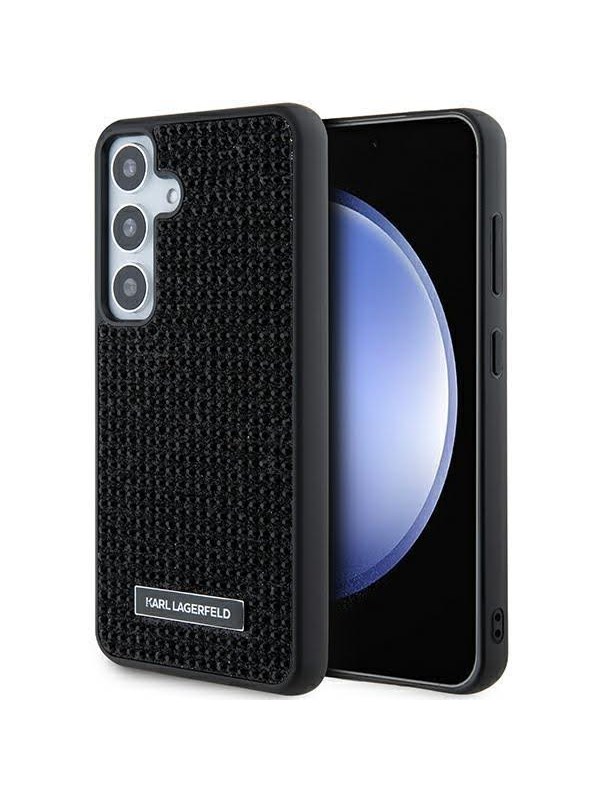 Hülle für Samsung Galaxy S24 S921, Karl Lagerfeld, Rhinestone Metal Plate, Schwarz