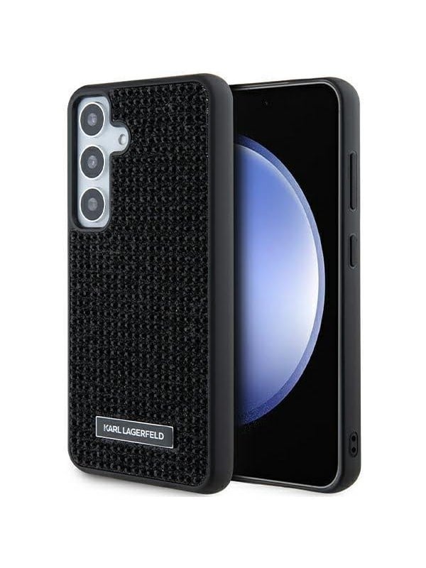 Hülle für Samsung Galaxy S24+ S926, Karl Lagerfeld, Rhinestone Metal Plate, Schwarz