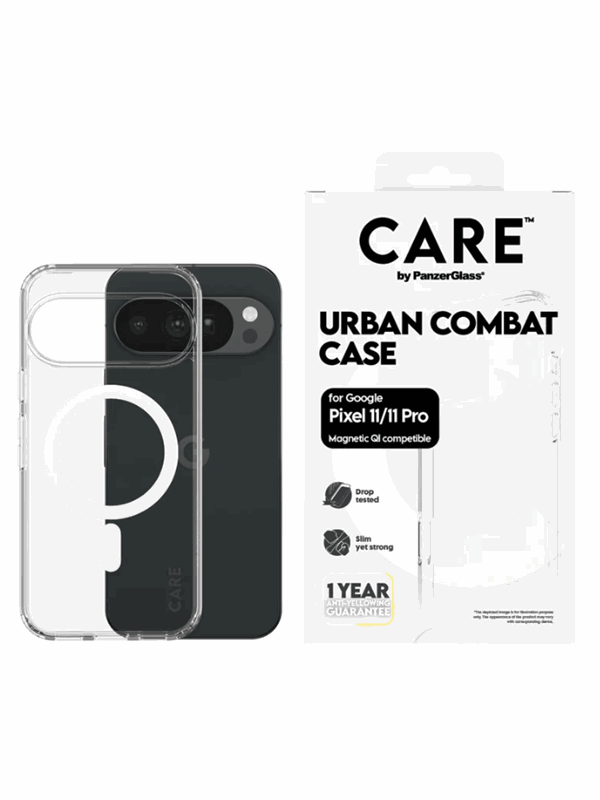 CARE by PanzerGlass Urban Combat Case Transparent w White Qi Google Pixel 1111 Pro