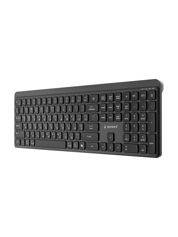 Gembird - keyboard - dual-mode pro-business slim full size - Cyrillic - black Input Device - Tastatur - Kyrillisch - Schwarz