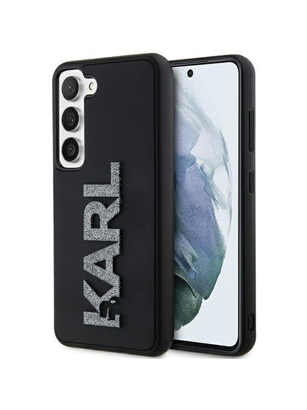 Hülle für Samsung Galaxy S23+ S916, Karl Lagerfeld, 3D Rubber Glitter Logo, Schwarz