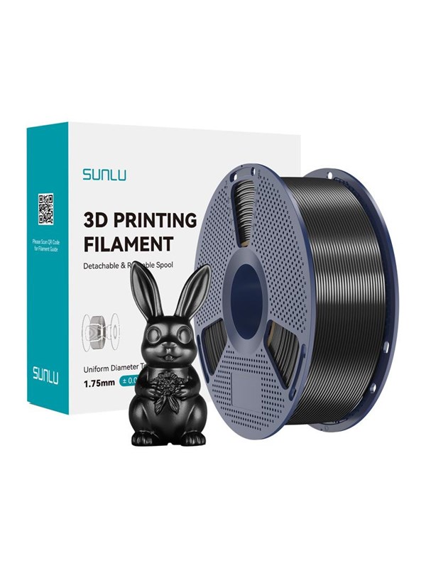 Filament PLA+ Silk Sunlu PLA+ Silk B Schwarz 1,75 mm Glänzend Einfach Drucken