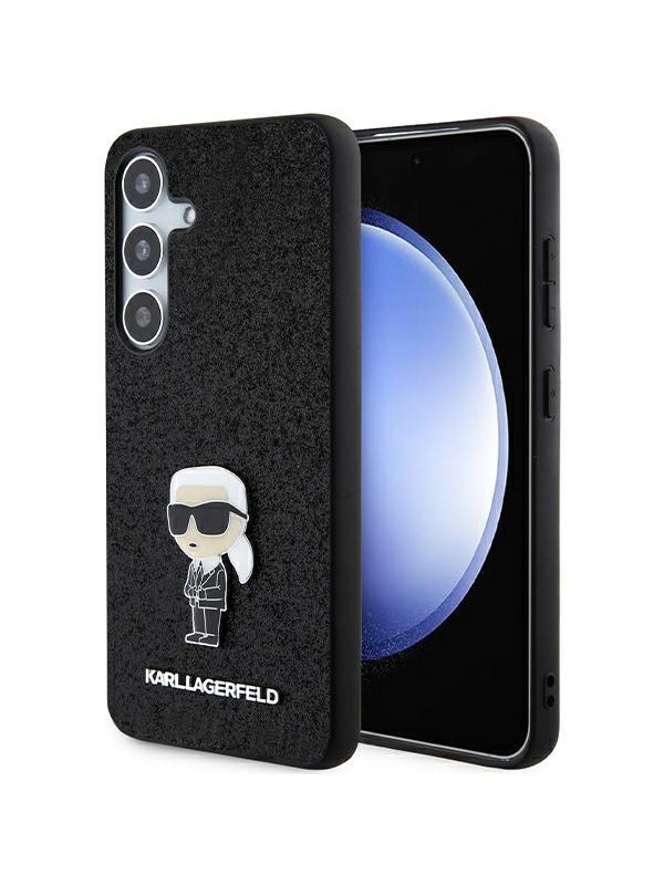Karl Lagerfeld Fixed Glitter Ikonik Logo Metal Pin case for Samsung Galaxy S24+ - black
