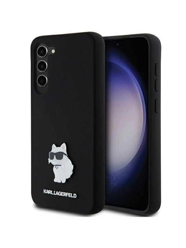 Karl Lagerfeld Silicone Choupette Metal Pin case for Samsung Galaxy S23+ - black