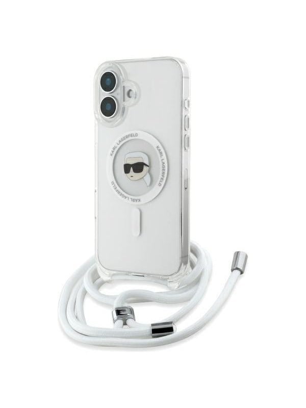 MagSafe Hülle für Apple iPhone 16, Karl Lagerfeld, IML Crossbody Karl's Head, Transparent