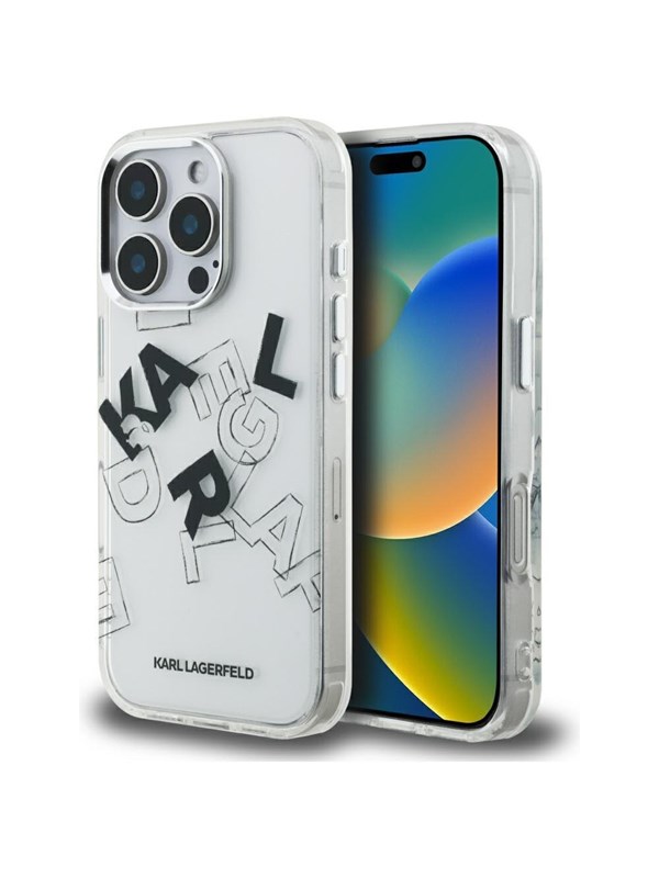 Hülle für Apple iPhone 16 Pro, Karl Lagerfeld, IML Sketched Graphic Logo, Transparent