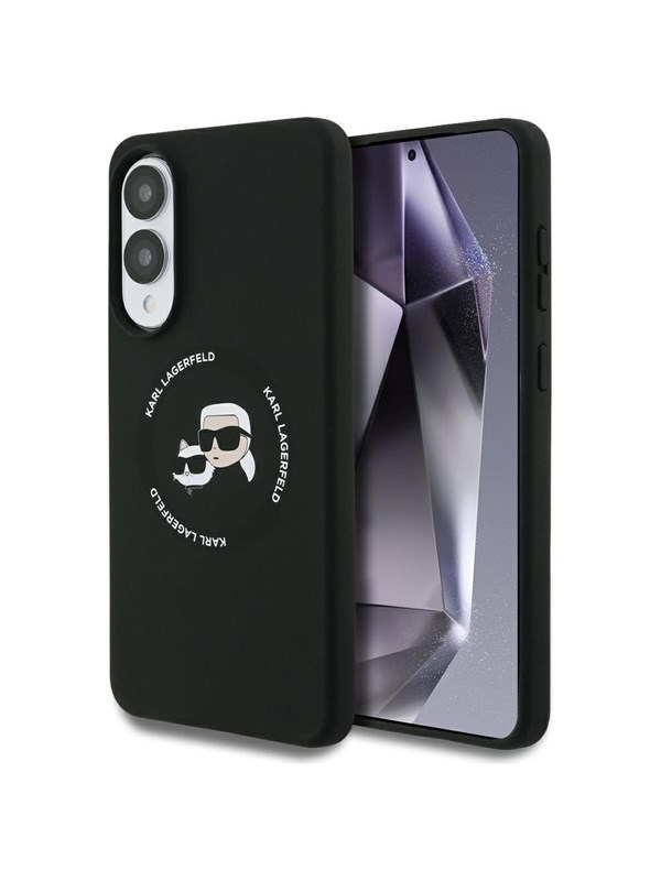 Karl Lagerfeld Silicone nauble Heads And Circle MagSafe case for Samsung Galaxy S25 Edge - black