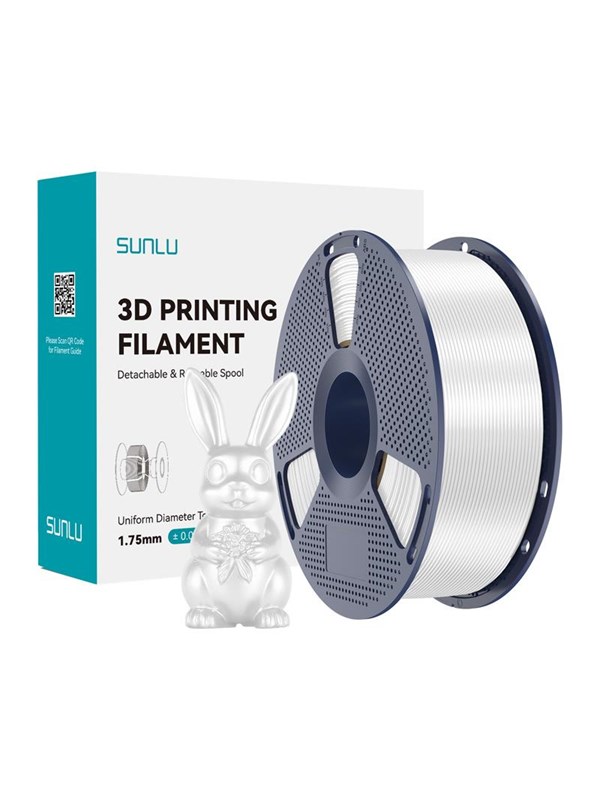 Filament PLA+ Silk Sunlu PLA+ Silk Weiß 1,75 mm Glänzend Einfach Drucken